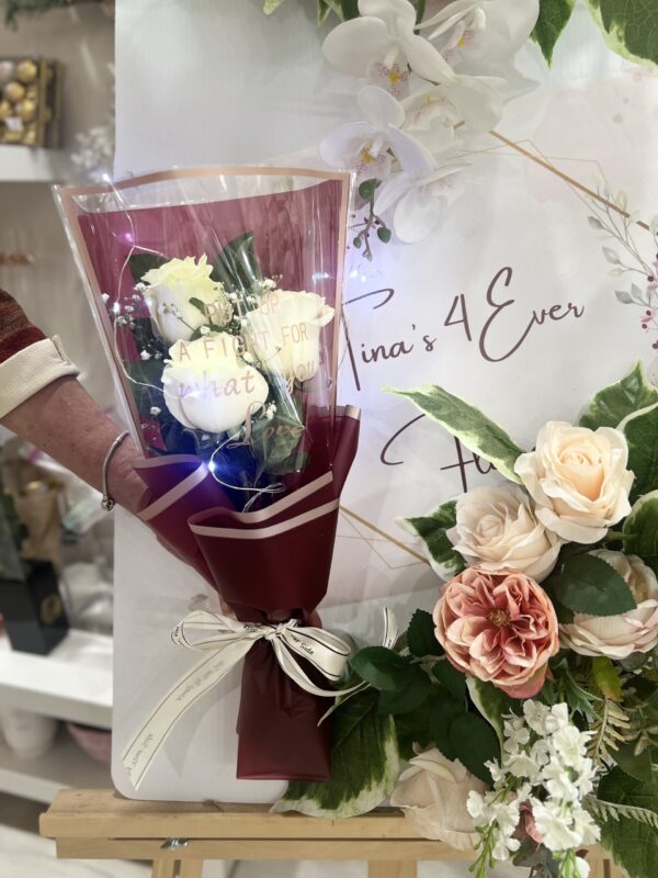 Three White Roses Valentine's Day Bouquet